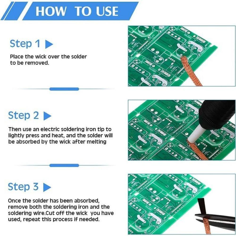 6 Stück Lötzinn-Saug-Lamettaband, Ablötgeflecht, Lötzinn-Entferner, Dochtdraht-Reparaturwerkzeug, 1/2/3/4 mm, für die Reparatur mobiler elektronischer Geräte