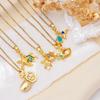 Sweet Cute Zircon Fish Shell Turtle Charms Necklaces for Women Girls Stainless Steel Chain Fashion Jewelry Accessories Gifts