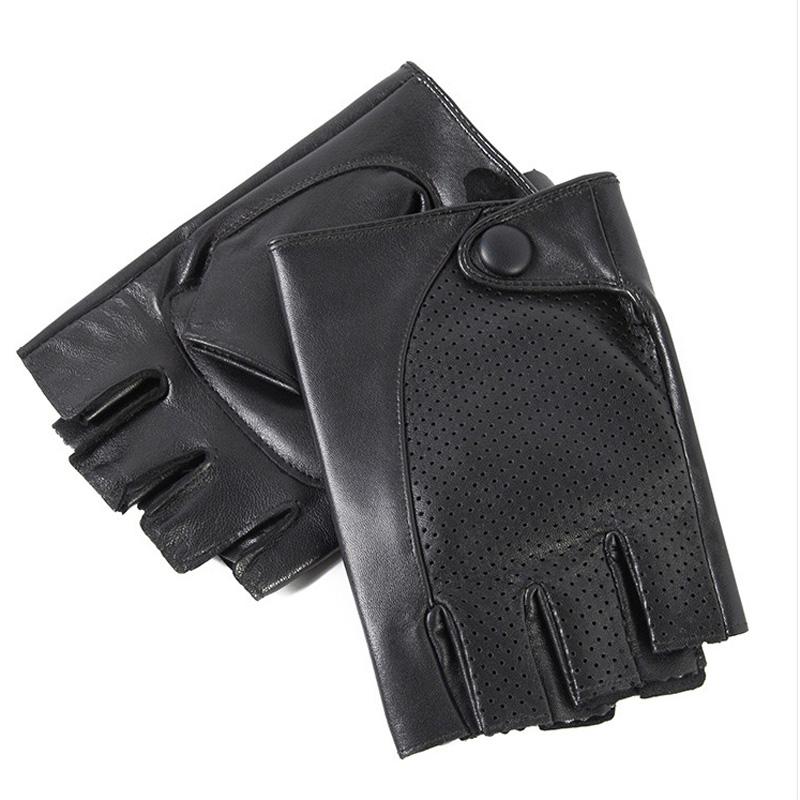2023 Herren-Halbfinger-Handschuhe aus Schaffell für Fitness, Fahren, echte Lederhandschuhe, fingerlos, braun, für Fahrer, Sportmotorrad