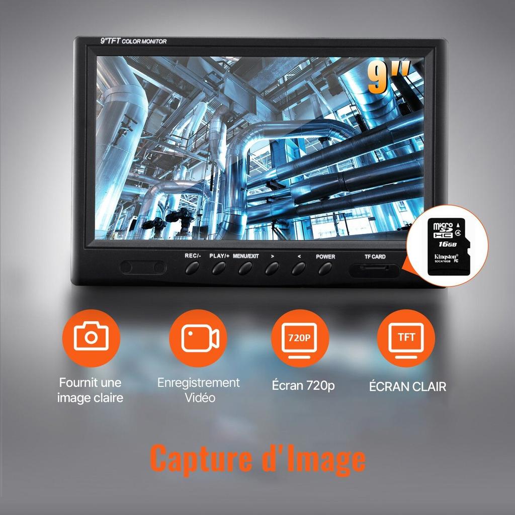 Sewer Camera Pipe Inspection Camera w/ 512hz Sonde 9in 720p Screen 165 ft