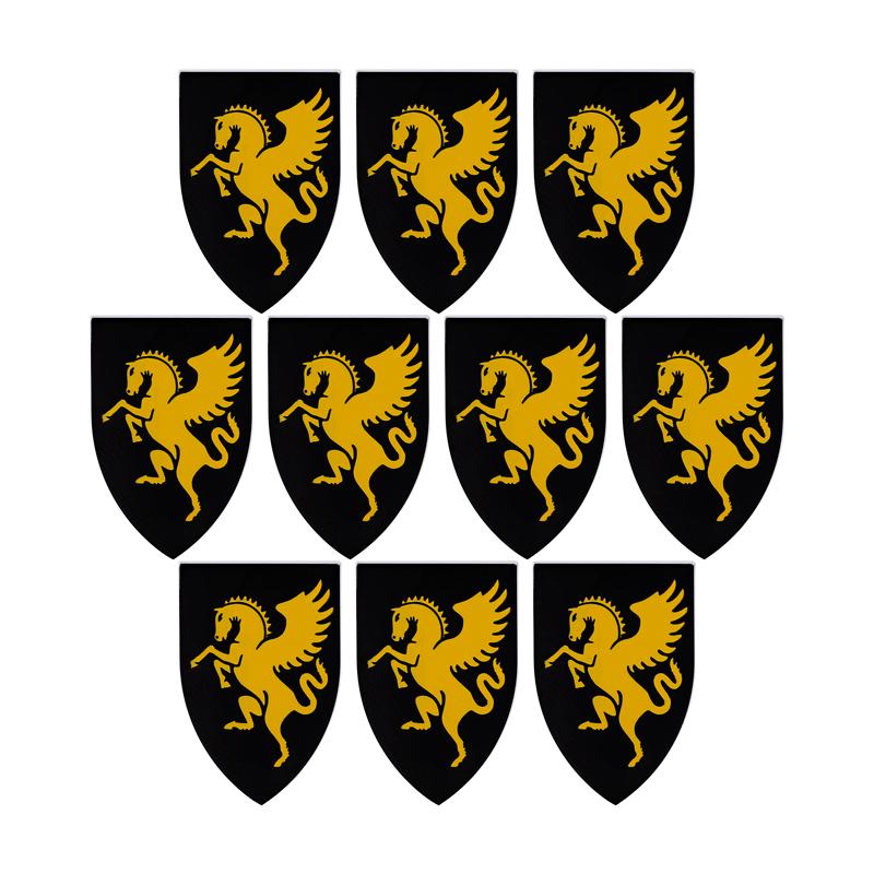 MOC Medieval Military Castle Weapon Roman Knight Helmet Shield Accessories Building Blocks Green Dragon Lion Crusader Bricks Toy