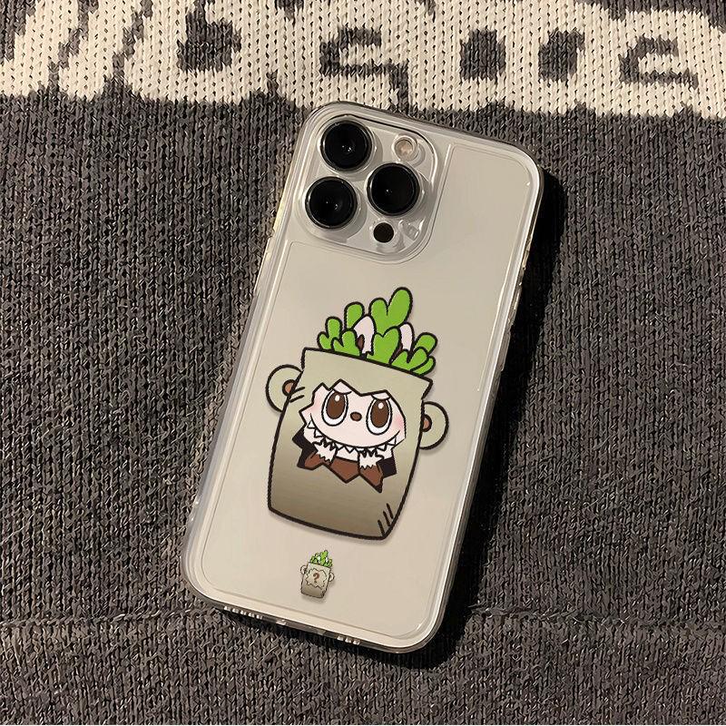 Labubu Cartoon Hand-Painted Phone Case for Apple 15 Pro Max/14 Plus/12/16/7 - Cute & Transparent