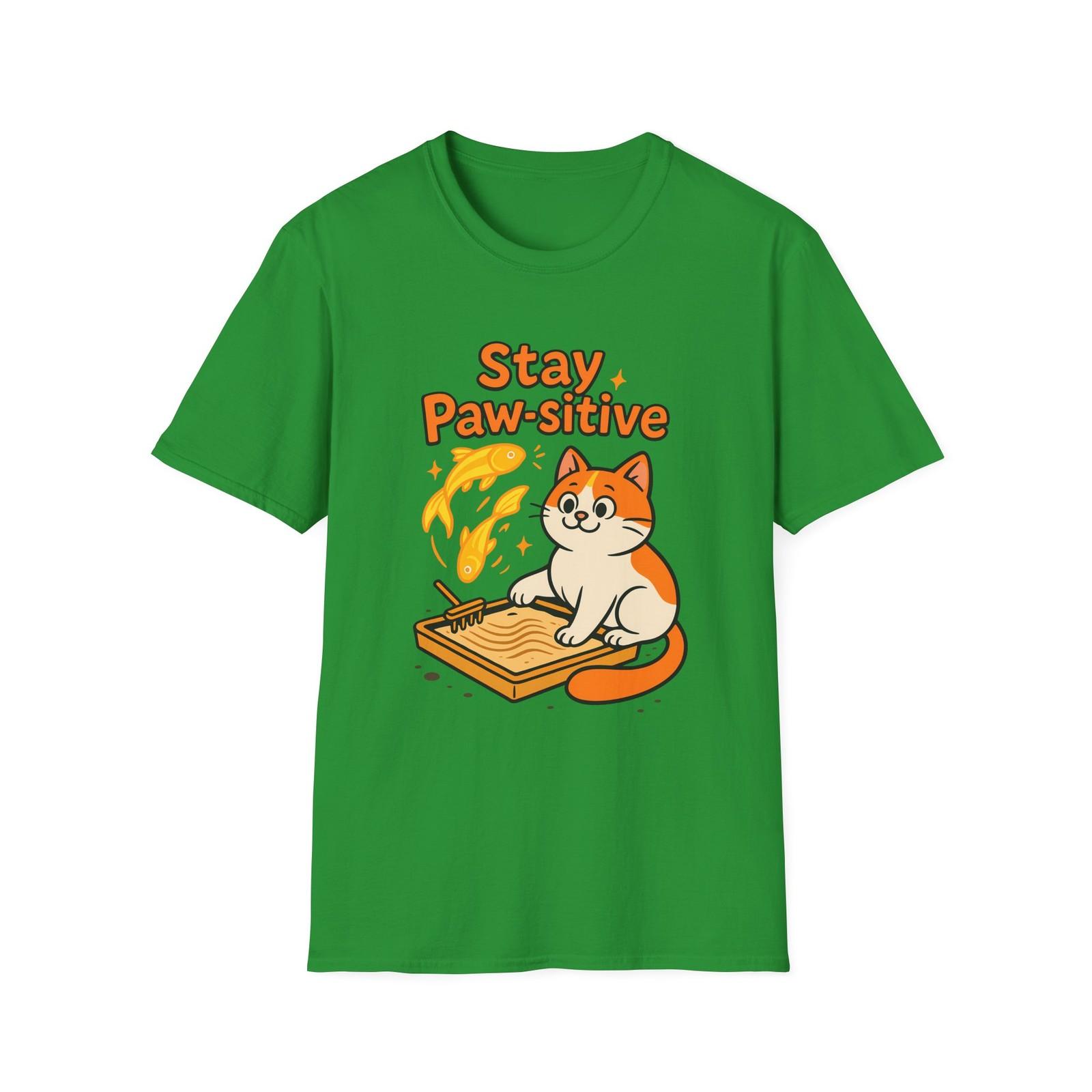 Unisex Softstyle T-Shirt Mens Womens Tees Top Cheerful Cat Zen Garden Koi Fish Playful S