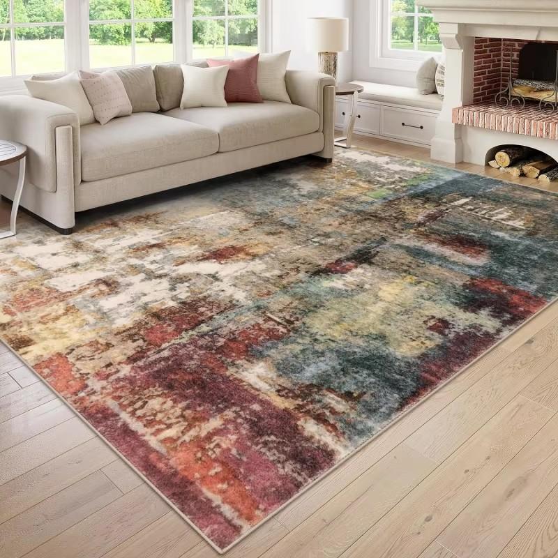 Abstract Soft Flannel Carpet Modern Living Room Area Rugs Kitchen Bathroom Entryway Washable Rugs Stain-resistant Large Mats