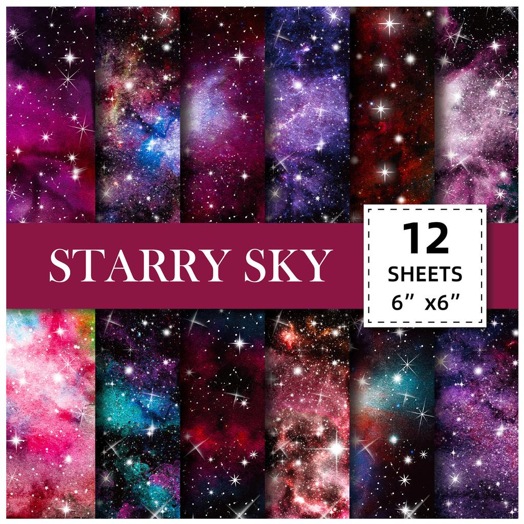 12 Diy Album Scrapbook Paper Handbook Material Paper Background Paper 6 Inch Pattern Paper Starry Sky Collection