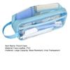 Federmäppchen Große Kapazität Doppellagig Innen Transparent Reißverschluss Wasserdicht Gegenstandsaufbewahrung PVC Federmäppchen Aufbewahrungstasche Schreibwarenbehälter Büro