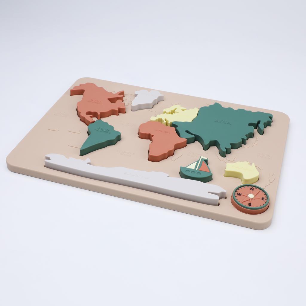Non-Toxic Baby Montessori Learning Educational Math Toy World Map Puzzle Toys Matching Toy Soft Silicone Toy For Kids Children Accessories