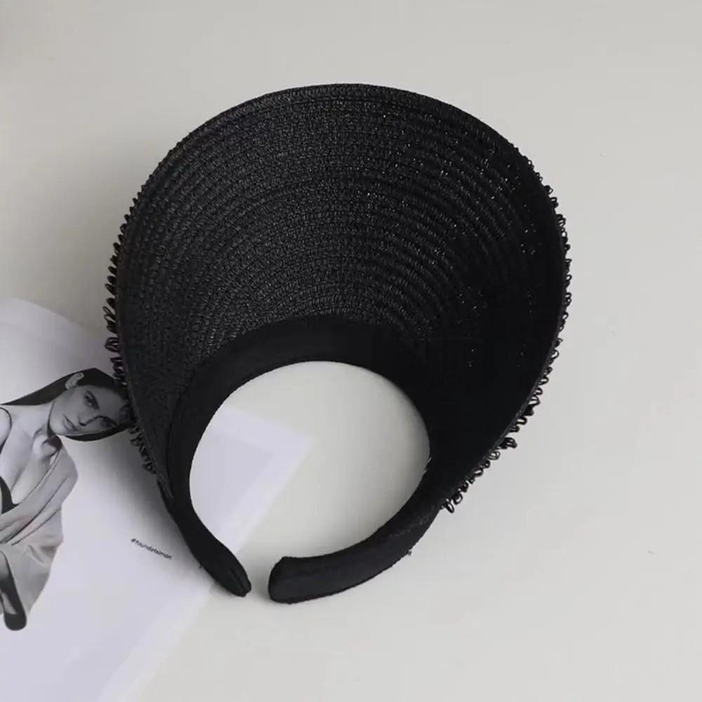 Fashion Tassel Design Straw Hats UV Protection Straw Braid Sunshade Cap Wide Brim Sun Hat Summer Outdoor Activities Use