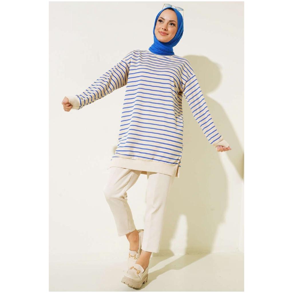 Hanorac cu dungi Hijab Tunica cu doua fire