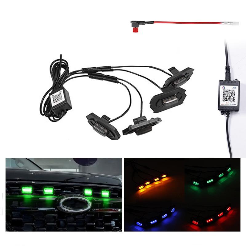 4PCS Grill Led Lights Compatible with 2023-2025 Ford Everest Bright Amber LED Grill Lights Waterproof Front Grill Trim Lamps