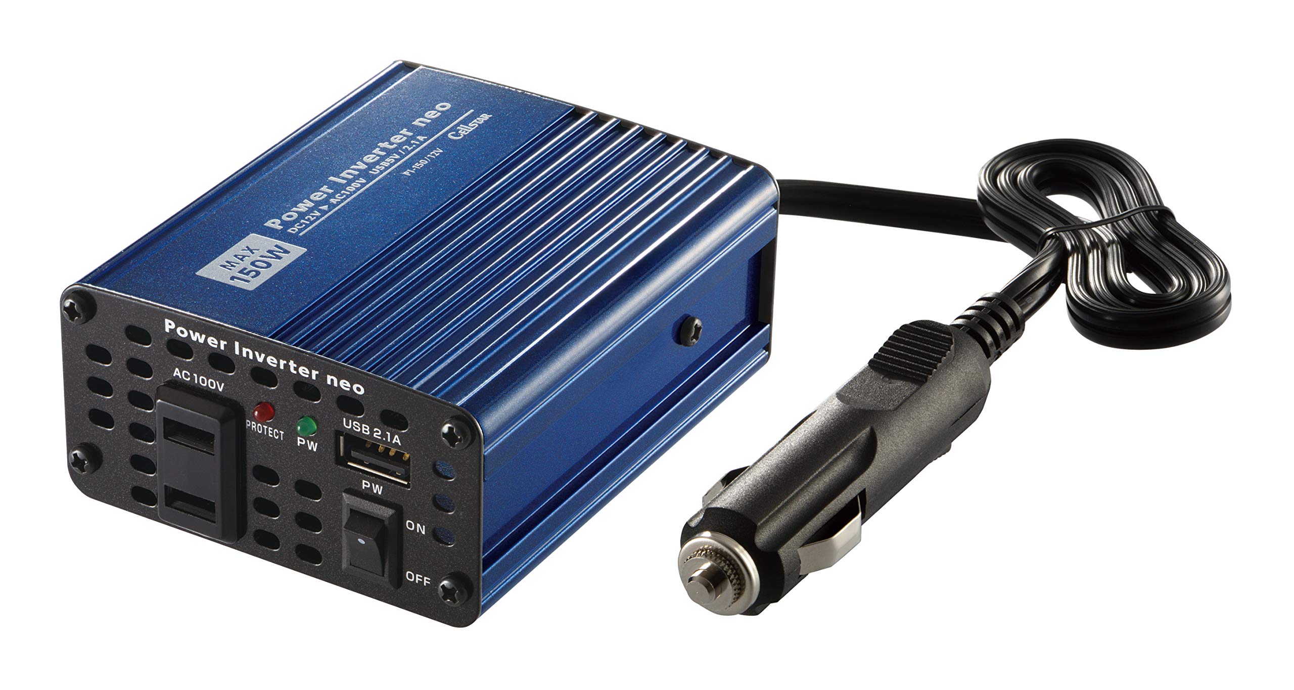 

CELLSTAR Инвертор питания Neo 120 Вт Номинальный USB Длина шнура 70 см PI-150/12V, 12 В, Выход, Совместимый, синий