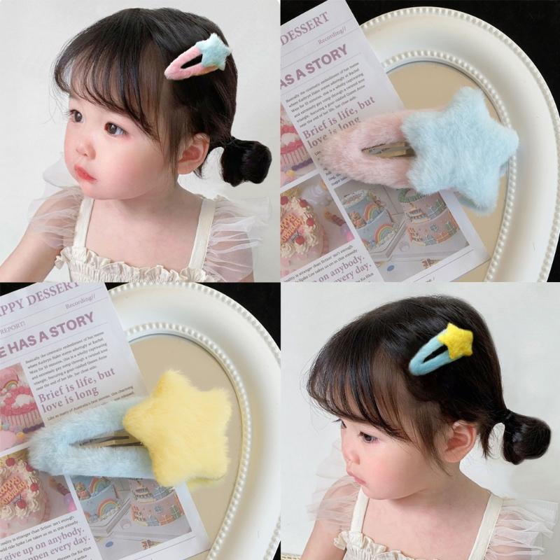 Furry Cute Plush Star Y2K-Style Mini Star Hairpin Sweet Handmade Pins Hairpin Accessories for Women Girls Lolita