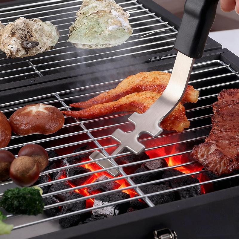 Lihe Stainless Steel Grill Grate Lifter, Anti-scald BBQ Tool For Lifting And Prying Hot Grill Grates