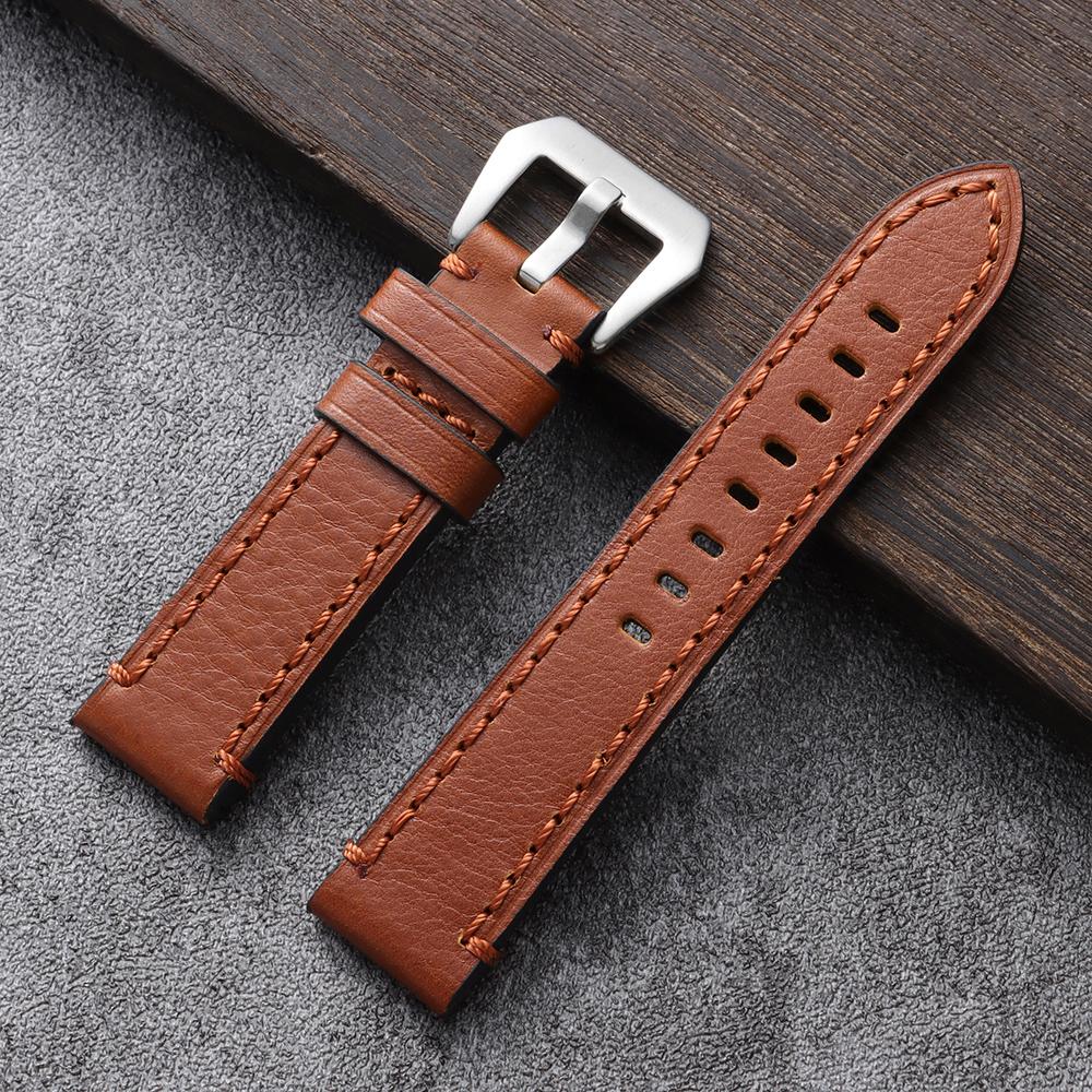 Handmade Stitching Cowhide Watch Strap 20mm 22mm 24mm Business Oil-Waxed Leather Watch Band for Seiko for Omega Wristwatch Bands
