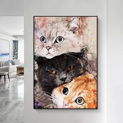 Abstrakte süße Katzen Haustier Poster und Druck Leinwand Malerei Tier Wand Kunst nordische Bilder für Wohnzimmer Home Dekoration