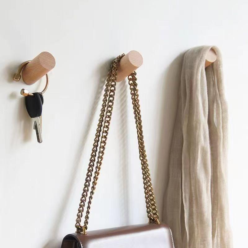 Wall Hanger Wood Hook Beech Holder Bathroom Key Coat Rack Kitchen Door Decorative Hook For Home Accessories Gadgets Organization