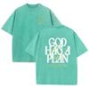 Retro Acid Wash Oversized T-shirt Front Back Bible Verse Inspirational Text Graphic Casual Daily Tops Asian Size