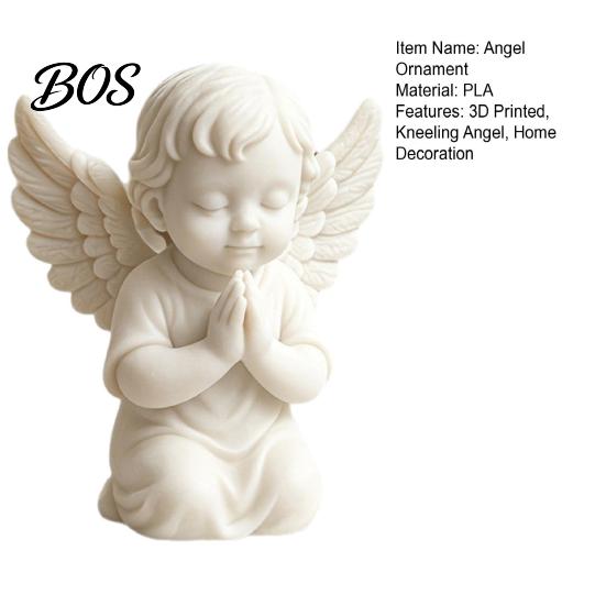 Mini Angel Statue 3D Printed Kneeling Figurine, Praying Cherub Desktop Statue, Wings Compact Decor Sculpture for Home Office Indoor Outdoor