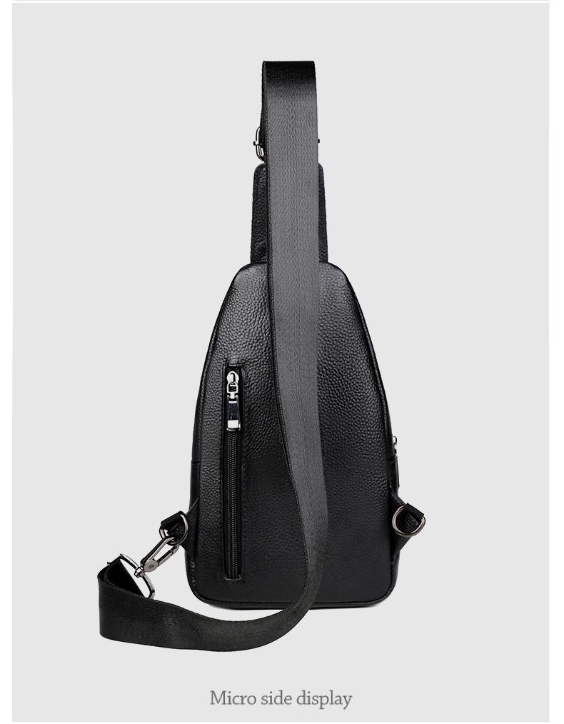 Men's Crossbody Chest Bag - Trendy Korean Style Cowhide Shoulder Bag