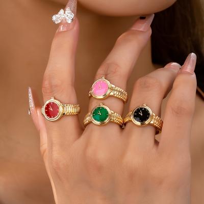 Anillo Reloj Elegante para Mujer y Hombre - Anillo de Joyería de Moda con Forma de Reloj Idea de Regalo Única para Ella/Él, Accesorio Unisex de Moda