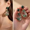 Women Fashion Personality Drop Emerald Irregular Earrings Fairycore Luxury Designer Jewelry