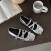 French Women's Ballet Shoes Summer New Retro Bow Inner Height Increase Single Shoes Cross Strap Mary Jane Shoes