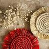 Christmas Theme Macrame Round Set of 4 Coasters Bohemian Style, Handmade for Tea Cups, Coffee Mugs, Beer Glasses,