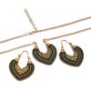 Vintage Ethnic Gold Color Drop Earrings Necklace for Women Heart Shape Statement Earrings Bohemian Rope Wrap Zircon Bijoux