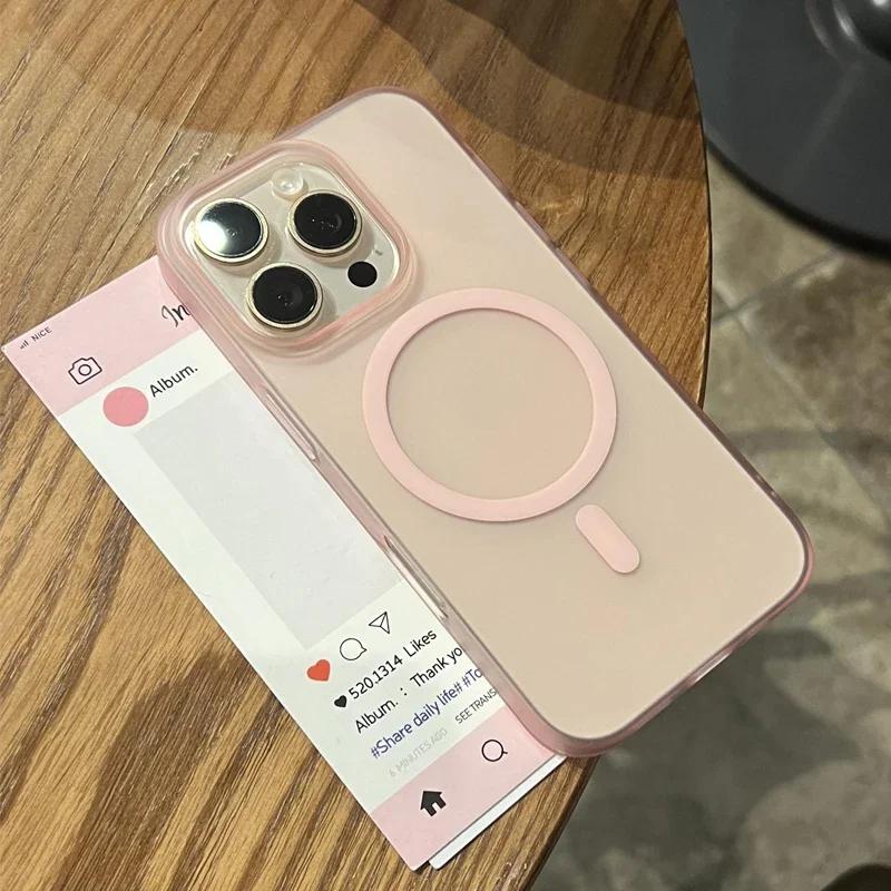 For Magsafe Ultra Thin Frameless Magnetic Wireless Charge Translucent Case For iPhone 17 16 15 14 13 12 11 Pro Max Matte Cover