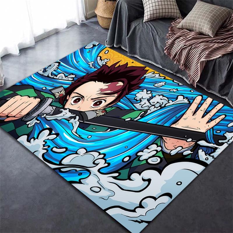 Tapis imprimé en 3D Demon Slayer Kimetsu, dessin animé Devil's Blade, décoration de maison, tapis doux pour chambre à coucher, tapis de jeu pour bébé, pour salon