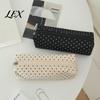 Compact Stationery Organizer for Desk Polka Dot Pencil Case, Fabric Pouch, Cute Makeup Lightweight Pouch Purse Zipper Closure Pen Bag School