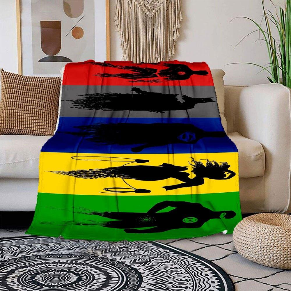 DC Superhero Silhouette Rainbow Flag Print PosterBlanket Flannel Throw Blanket for Sofa, Bed, Travel, Camping, Office, Couch, Chair