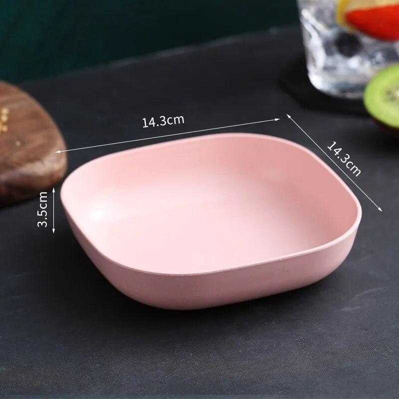 Simple Wheat Pp Plate Dessert Dishes Fruit Bread Dinner Plates Squre Solid Tray Kitchen Household Tablewares Utensils