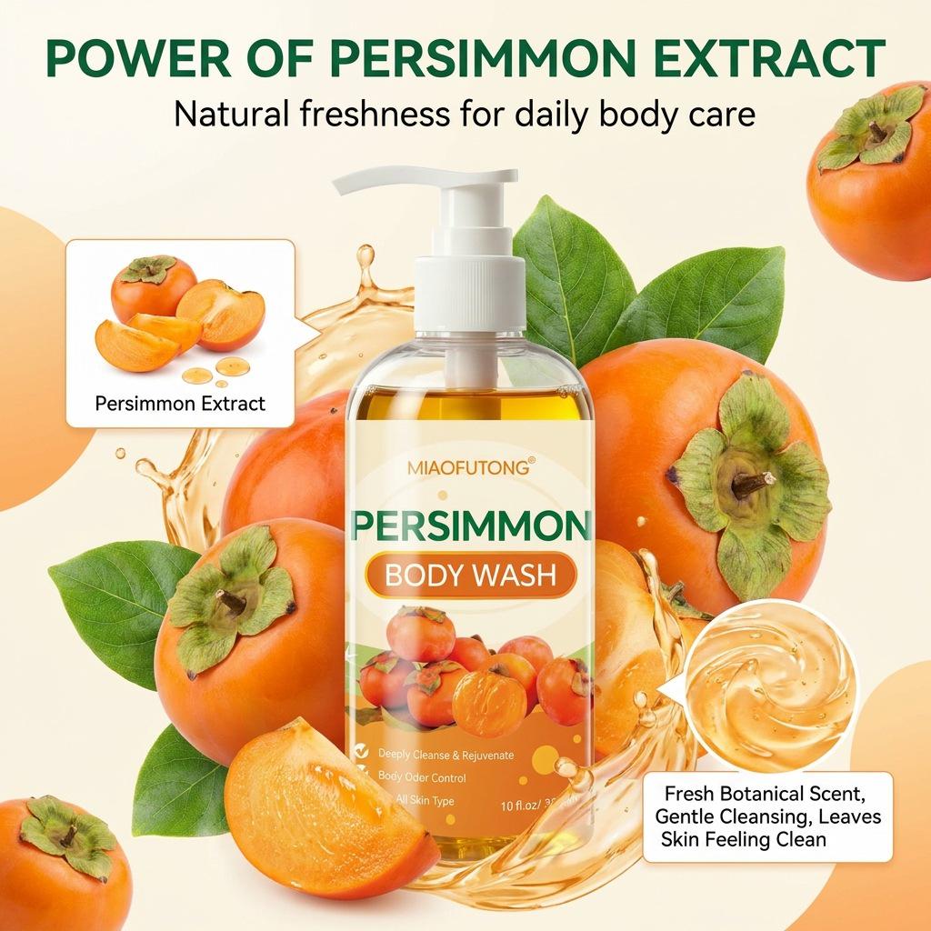 Persimmon Deodorizing Shower Gel: Eliminates Odor, Gently Cleanses, and Refreshes Skin