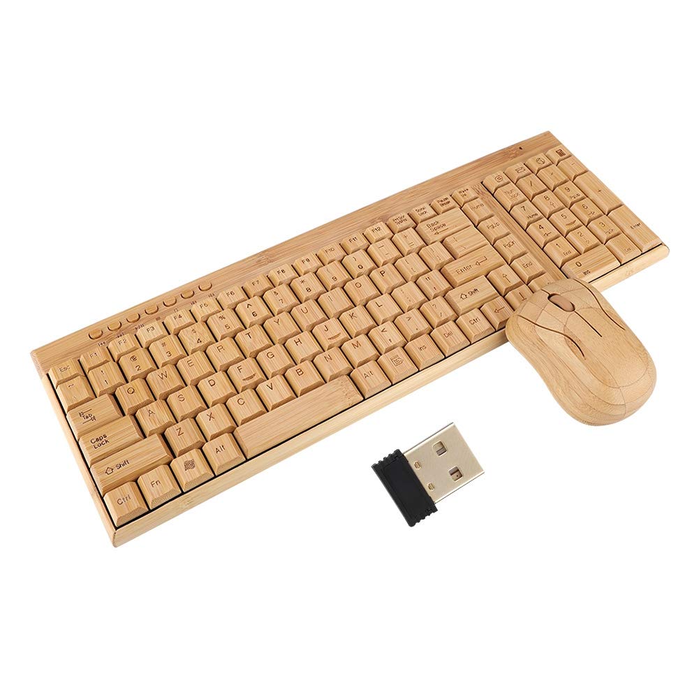 

Bamboo Bamboo Keyboard, Wooden Comfortable Wireless Keyboard, Elegant for WindowsiOSAndroid Windows, Laptop, PC