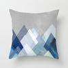 Geometric Cushion Cover Blue Abstract Print Polyester Pillowcase Geometric Art Pillowcase Square Home Decor