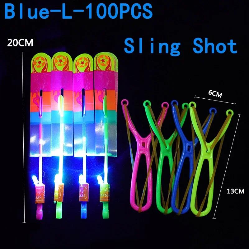 Summer Outdoor Games LED Lights Arrow Slingshots Flying Toys Kids Flying Helicopters Birthday Party Fun Gifts Elastic Slingshots