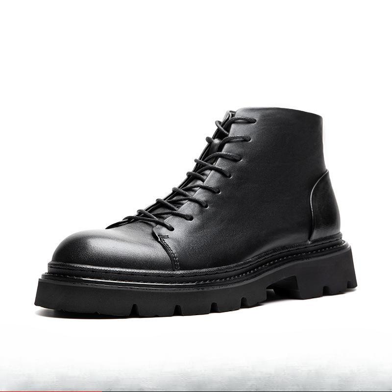 

Ботинки Martin из коровьей кожи первого слоя, повседневные, со шнуровкой, из пеноматериала, с толстой подошвой, увеличивающие рост, короткие ботинки, универсальные рабочие ботинки 44 чёрный