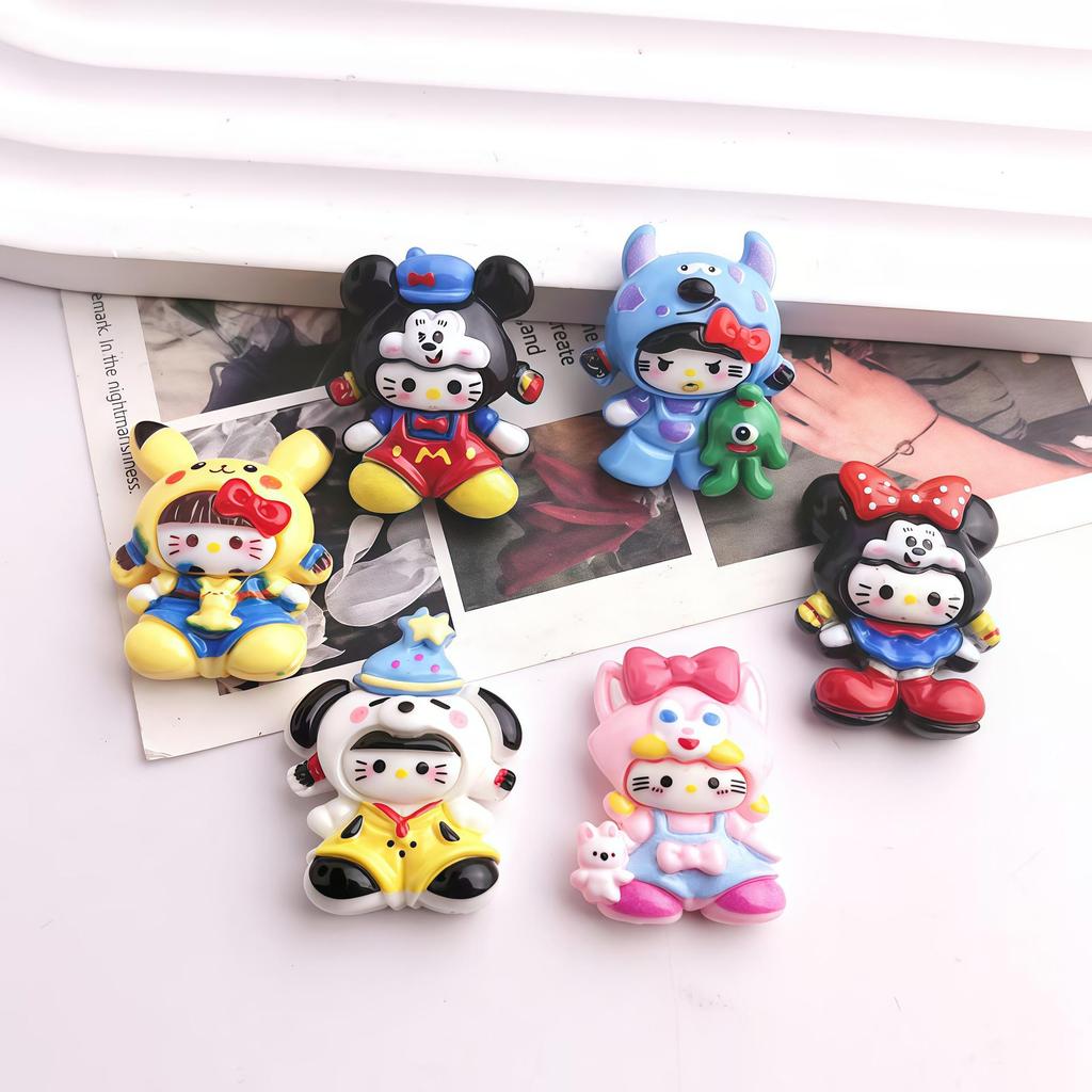 Cartoon Cat Cosplay Resin Accessories: Hair Clips, Fridge Magnets, Beading Pens.