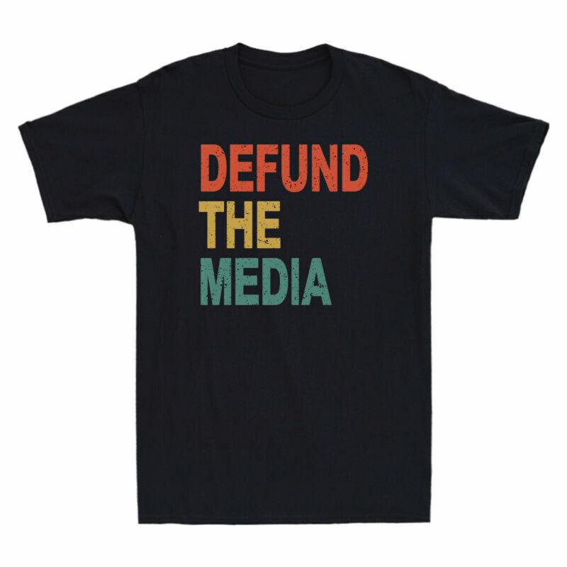 Defund The Tshirt Sleeve Unisexs News Media Slogan Short Tee Vintage Fake Funny S