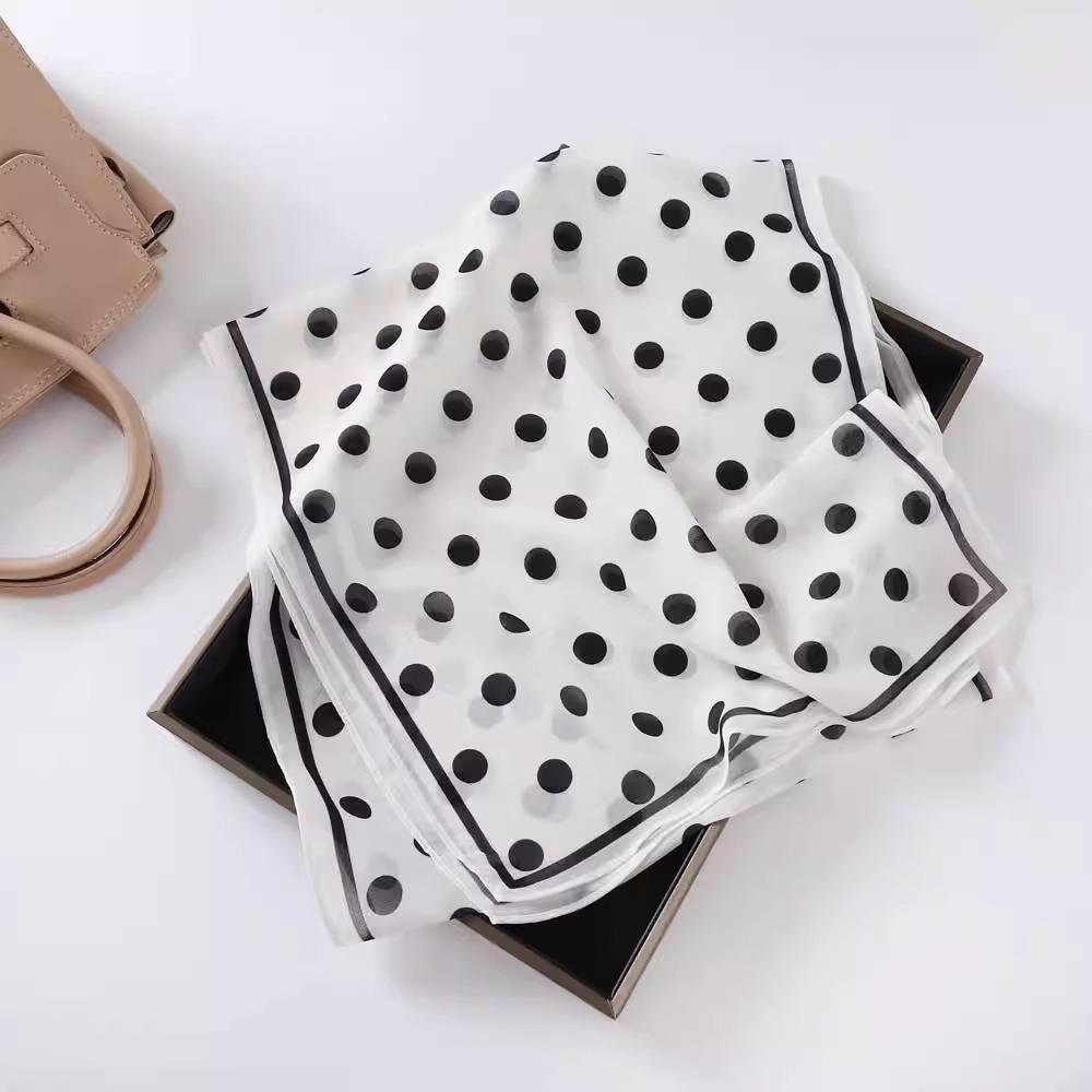 Fashion new long silk scarf women's Korean version line printing simulation silk medium length thin scarf sunscreen shawl
