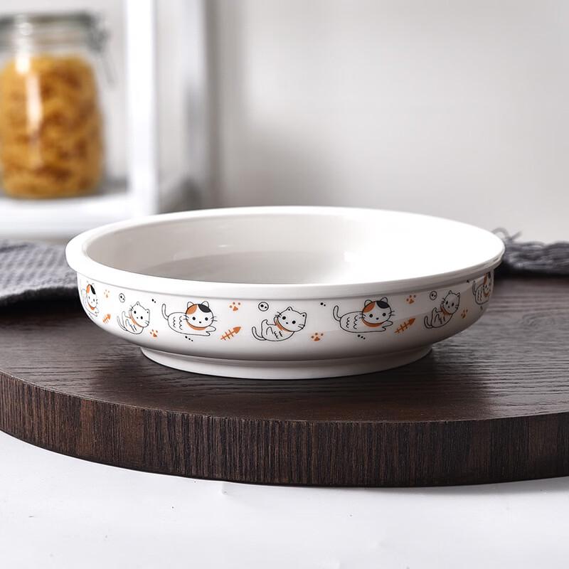 

ZISIZ Enamel Microwavable Round Plate 7 inch