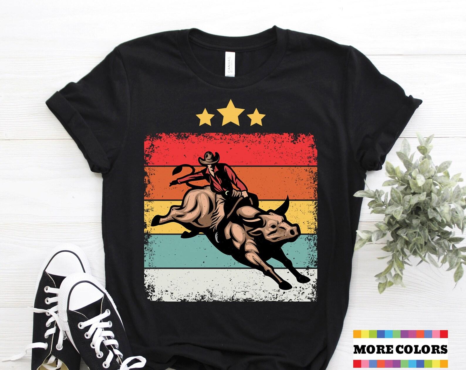 Bull Riding Rodeo Lover Bull Rider Country Cowboy Cowgirl T-shirt, Vintage Western American Rodeo Bullfighter Clown Gift Party Present Shirt 120