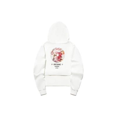 Li Ning X Pleasures Collaboration Letter Embroidery Casual Loose Hoodie Long Sleeve Sweatshirt Women Sweatshirt Off-White AWDTC04-3
