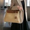 New Autumn and Winter Fashion Women's Handbag, Niche High-end Waterproof Canvas Crossbody Bag with Button Closure and Flap Design, Kelly Bag