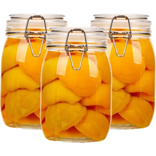 

Стеклянные банки для хранения Blipso из 3 предметов с крышками, большой вместимости, для хранения продуктов, кимчи, маринования и меда из маракуйи, 1100 мл (32,5 жидких унций)