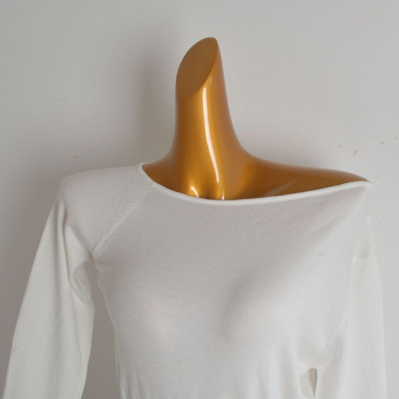 Pure Desire Style Sexy Stylish Oblique Shoulder Long Sleeves Knitwear Women's Autumn New Arrival Silm Inner Bottoming Shirt Tops Tide