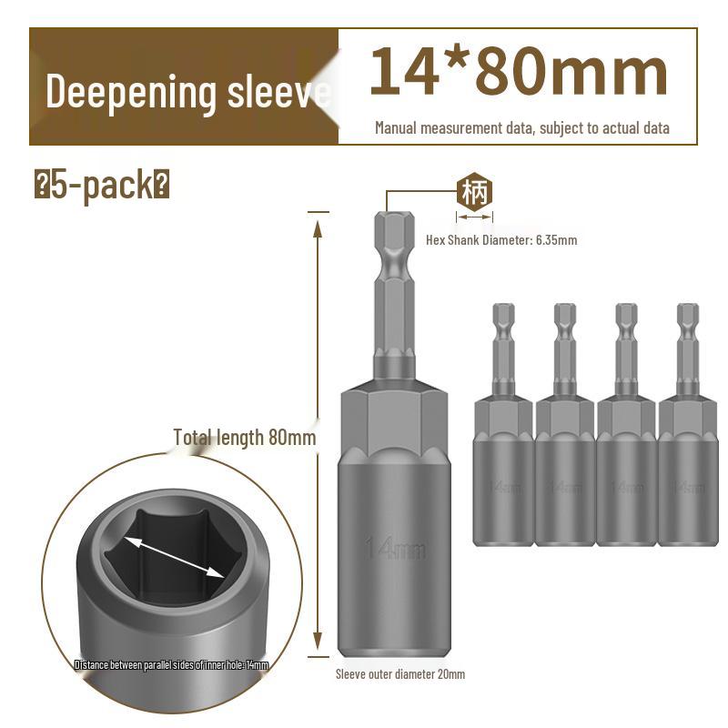 Deep Hex Long Electric Wrench and Screwdriver Bit Set, 8mm