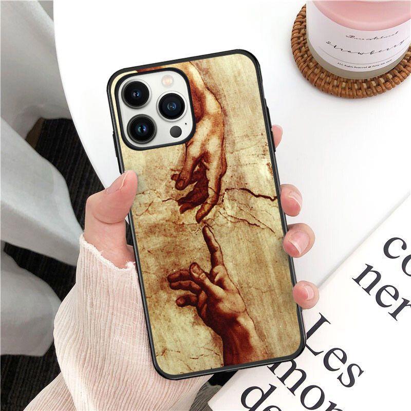 Creația lui Adam, pictură renascentista, husă pentru telefon pentru iPhone 14pro 11pro 12 13pro max 5 6s xs 7 8plus SE xr 12mini