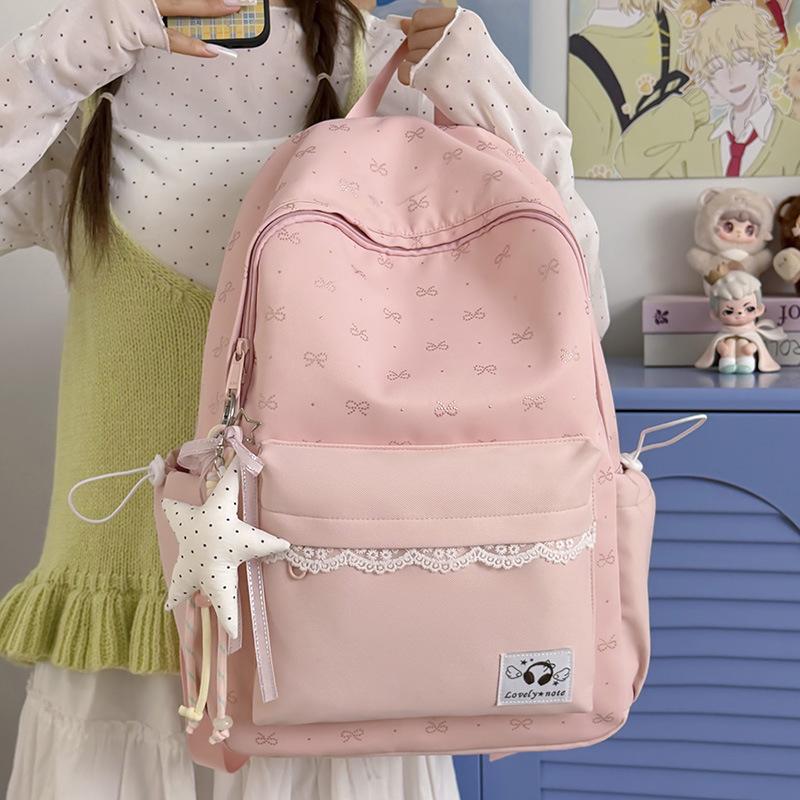 Schoolbag new student schoolbag simple and cute solid color backpack ins gentle wind backpack high value lightweight leisure bag